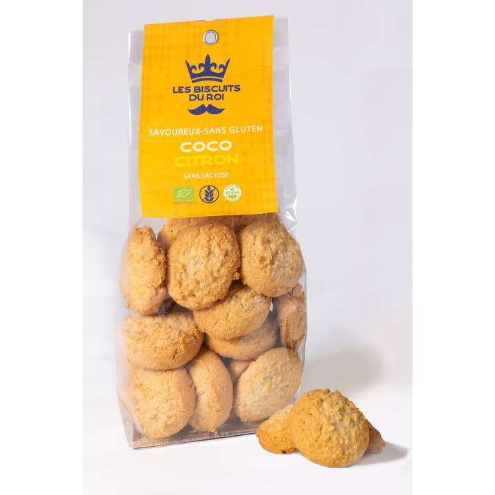 Les Biscuits du Roi - Wholesale Cookie - Gluten-free coconut-lemon flavored biscuit in a 60g packet