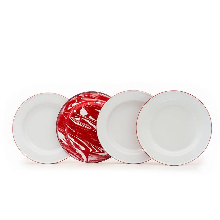 Artesano | Home Decor - Wholesale Platter - Enamelware 7" Marbled Round Appetizer Platter (Set of 4)