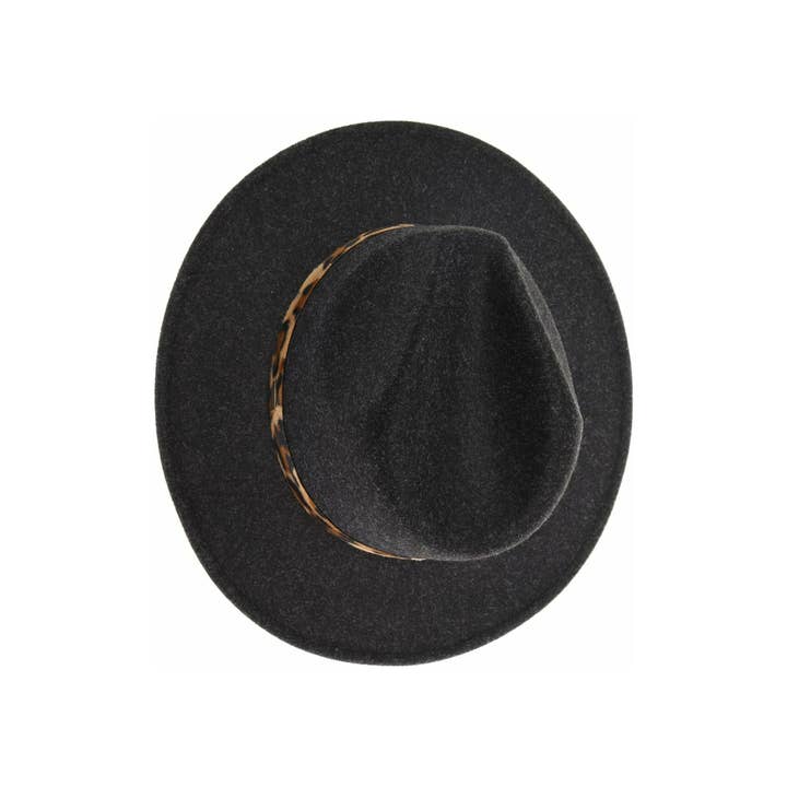 C.C Beanie - Wholesale Fedora - Women's - Leopard Trim Vegan Fabric C.C Panama HAT WF21