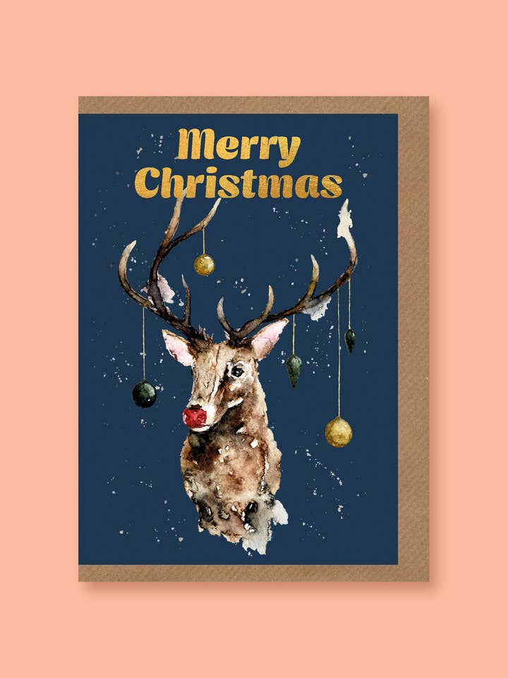 Merry Christmas Stag - Christmas card for wholesale by studio frewb