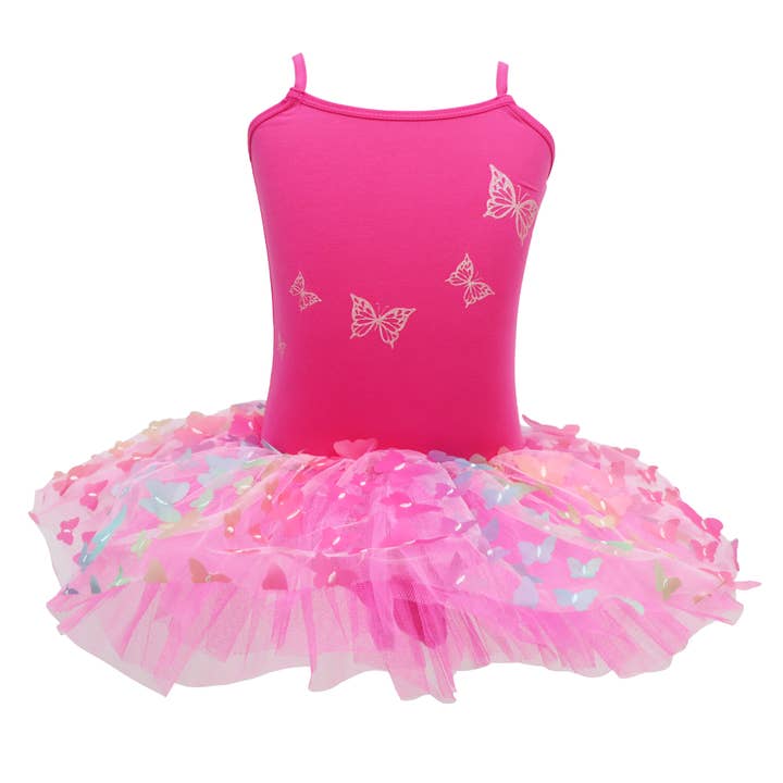 Rainbow Butterfly Dress Hot Pink size 5-6 for wholesale by Pink Poppy USA
