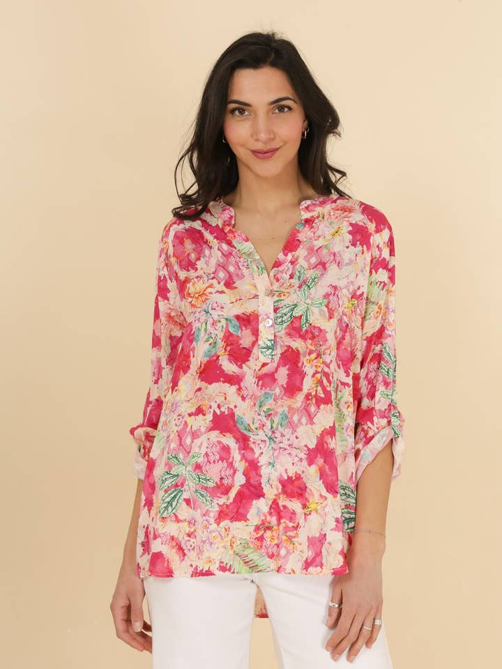 Floral blouse 64286 for wholesale by la maison des fibres naturelles