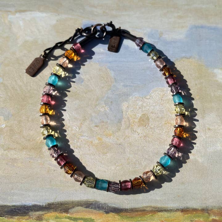 "FORMENTERA" STACKING BRACELET - PASTEL CRYSTAL, BRONZE for wholesale by Owen Glass Collection