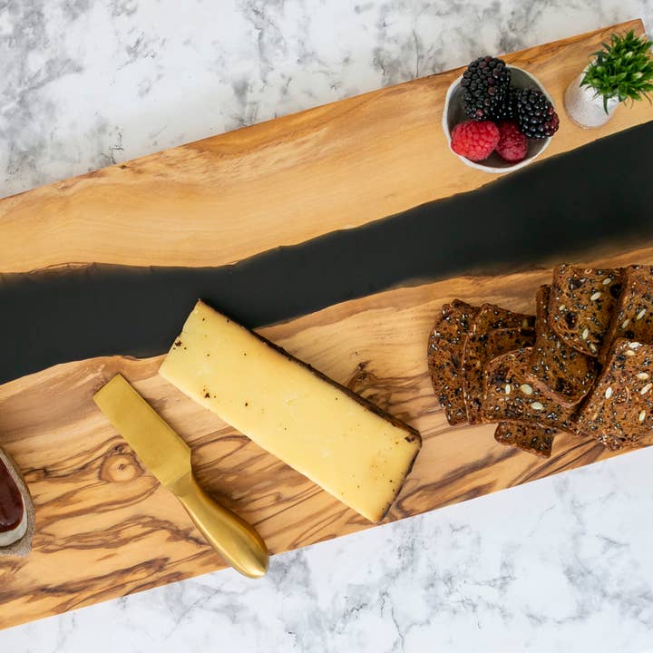 Olive Wood Board with Resin, Charcuterie Board, Resin Cheese for wholesale by Daphnew Design