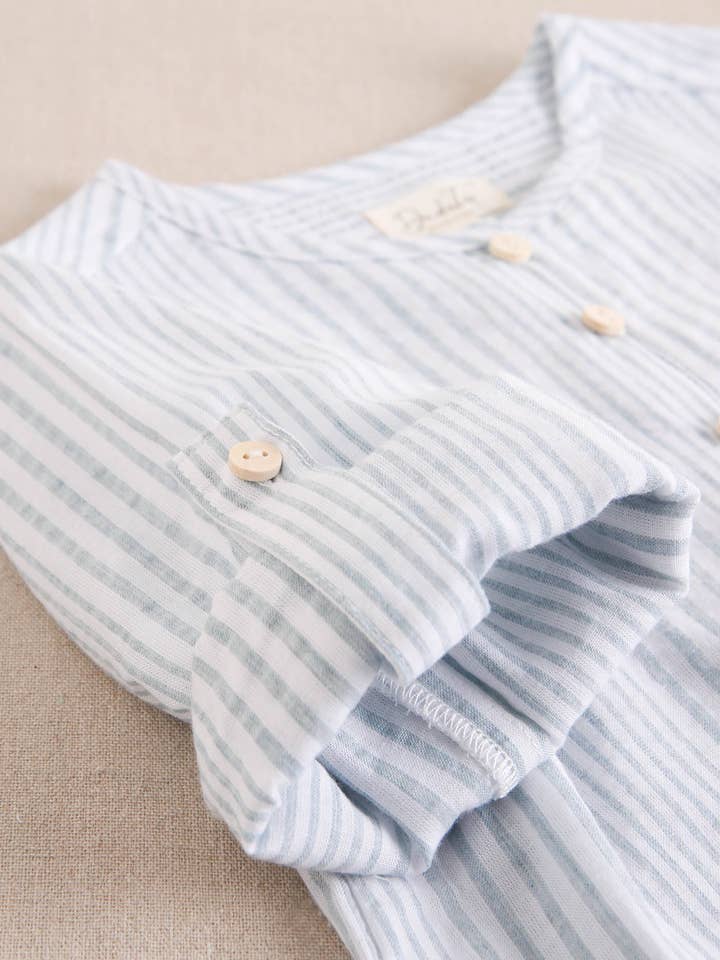 Dadati - Vendita all'ingrosso Camicia button down - Bambini - Camicia a maniche lunghe a righe blu e bianche per bambino3
