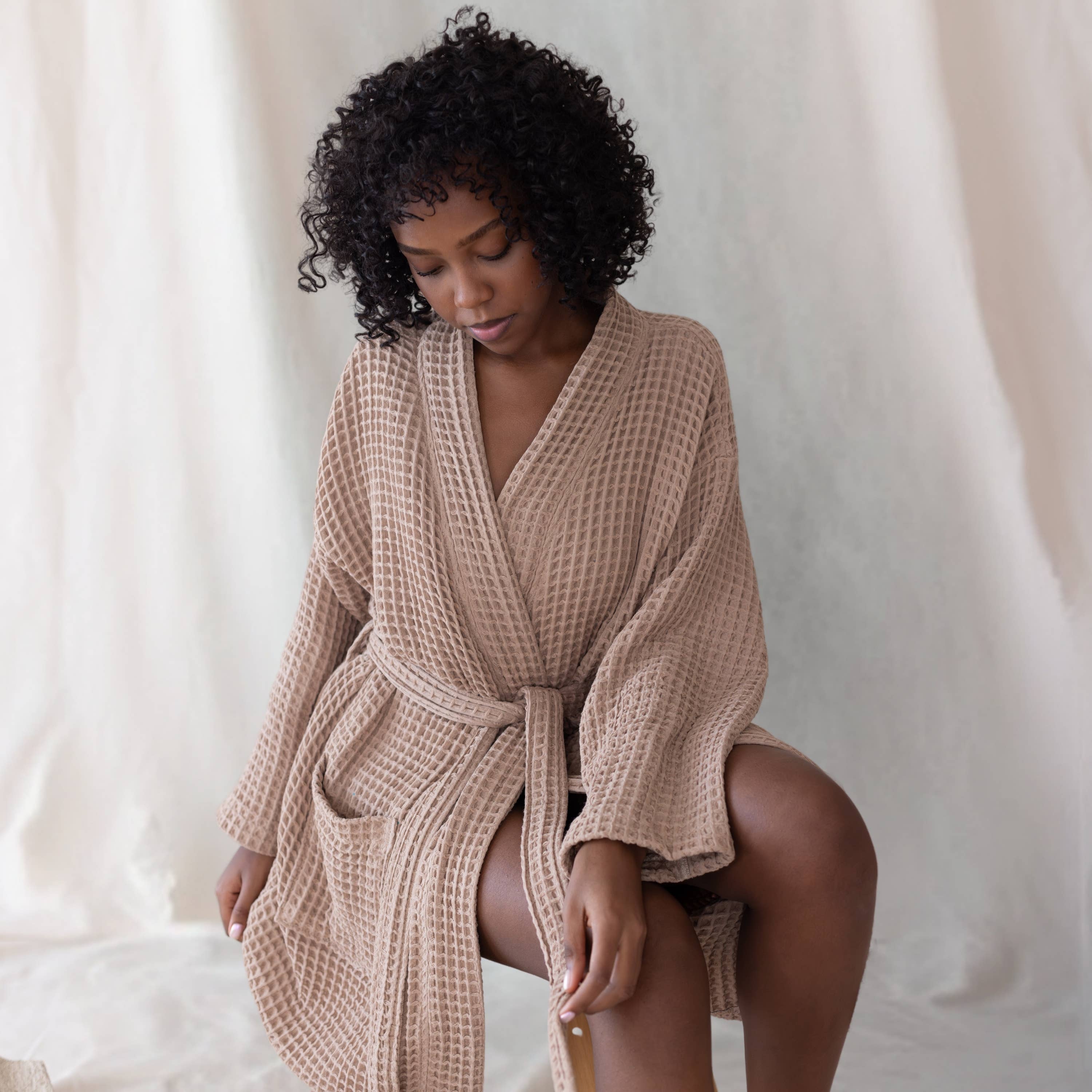 Vivamaison - Wholesale Robe - Unisex - Luxurious Waffle Kimono Bathrobe, 100% Cotton, Unisex Style34