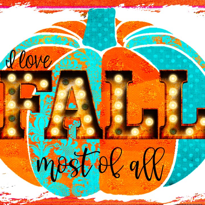 Wreath Sign, Teal Pumpkin, Fall Sign, 8x10" Metal Sign DECOE for wholesale by DecoExchange