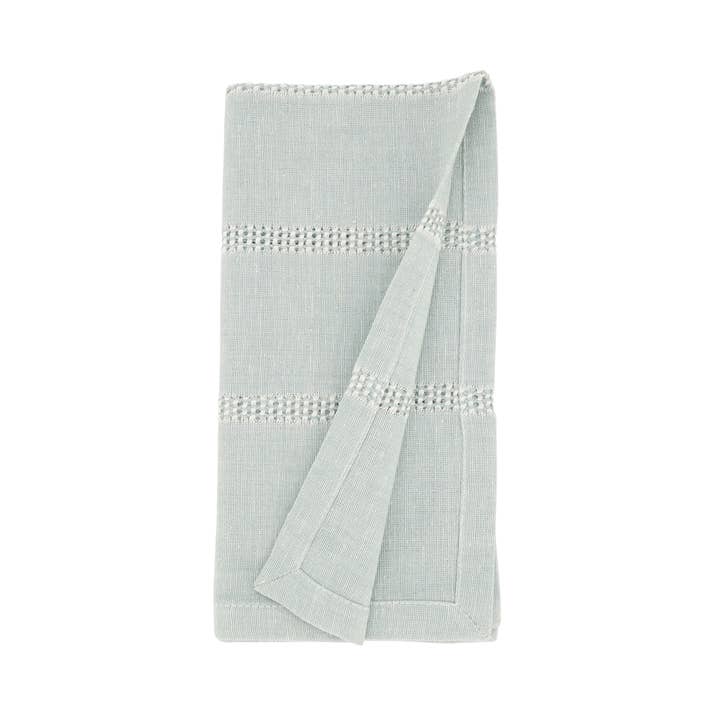 Fennco Styles â wholesale Dinner & cloth napkin â Blue-Grey Leno Stripe Cotton-Linen 20" Cloth Napkin1