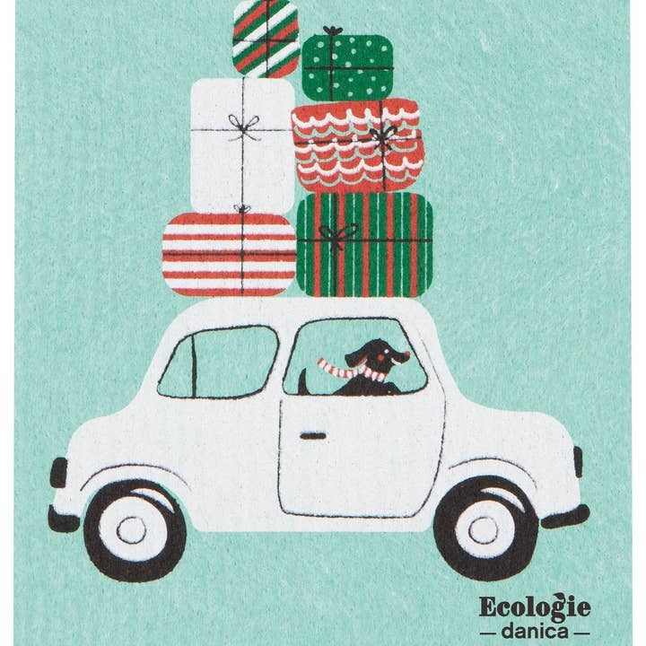 Winter Wheels Dog Swedish Dishcloth for wholesale by Ecologie