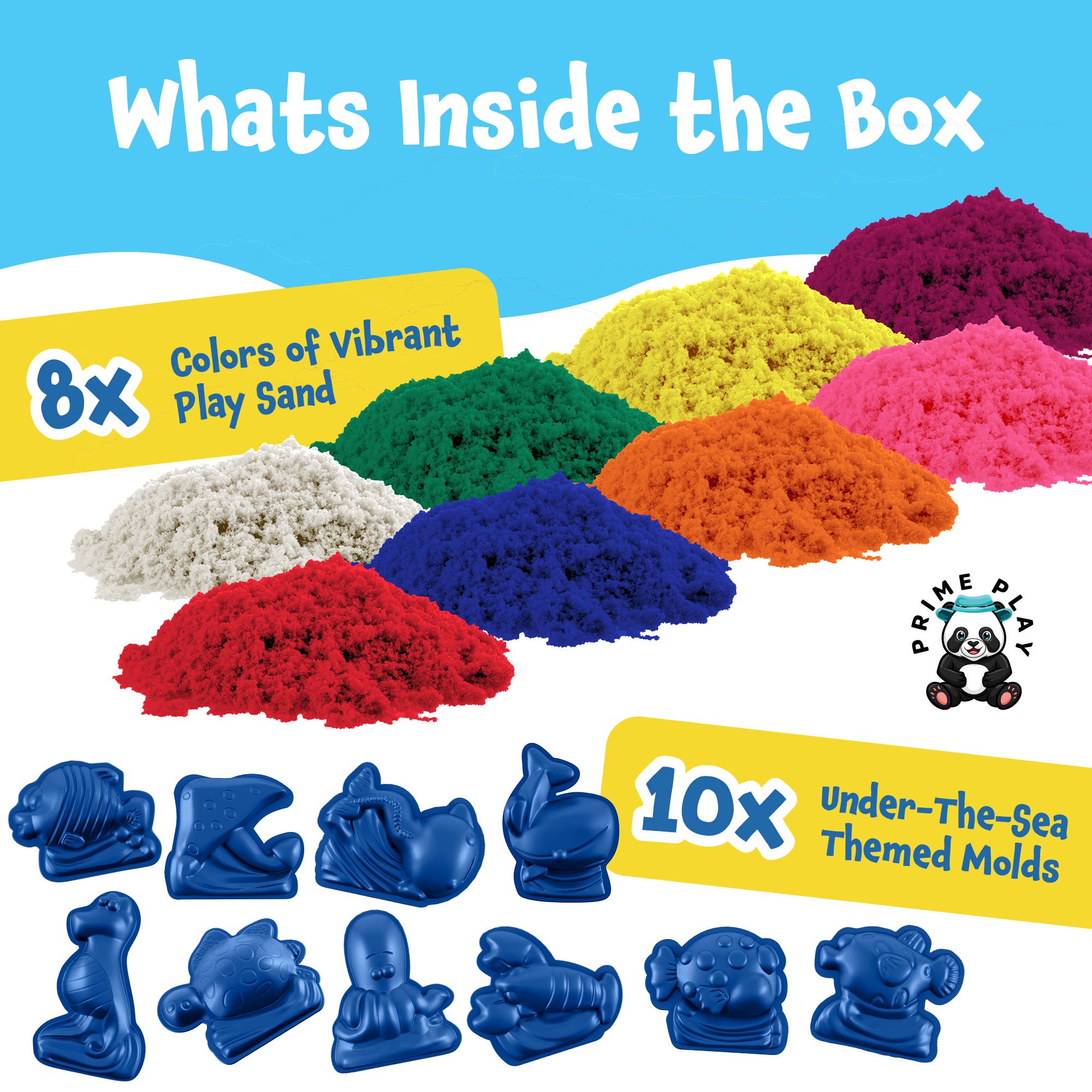 Prime Play - Wholesale Putty/Slime - Kids - Magic Sand for Kids - 8 Colors of Sand and 10 Molds2