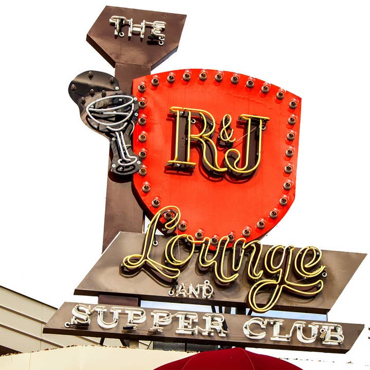 The R&J Lounge and Supper Club Coaster for wholesale by South Austin Gallery