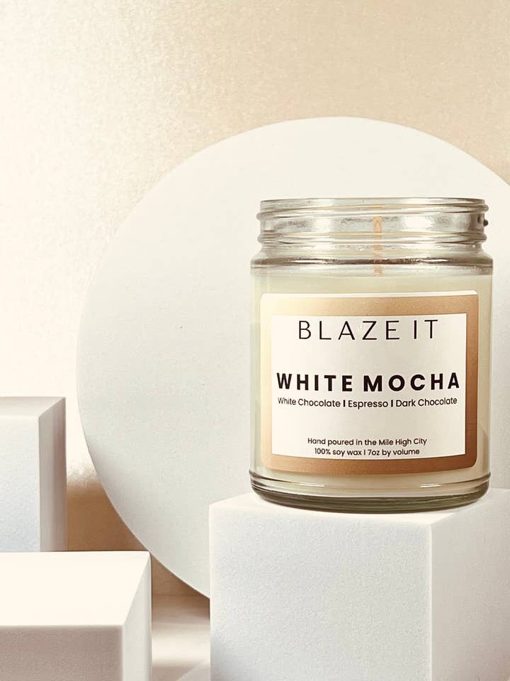 Bougie en cire de soja White Moka pour la vente par Blaze It