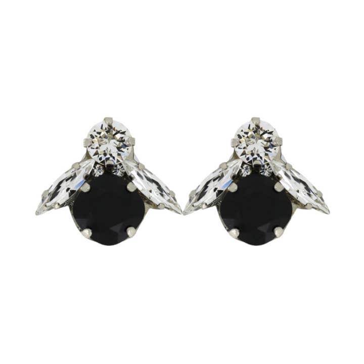 The Big Black Bee Earrings in Platinum (Clip) for wholesale by VICKISARGE