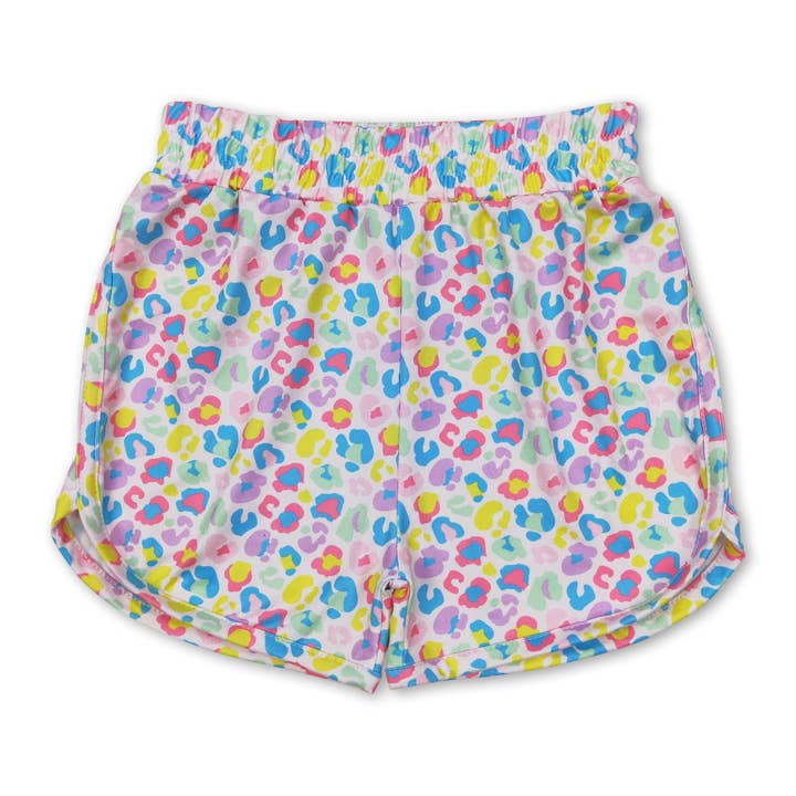 Colorful leopard elastic waist kids girls summer shorts for wholesale by Yawoo Garments