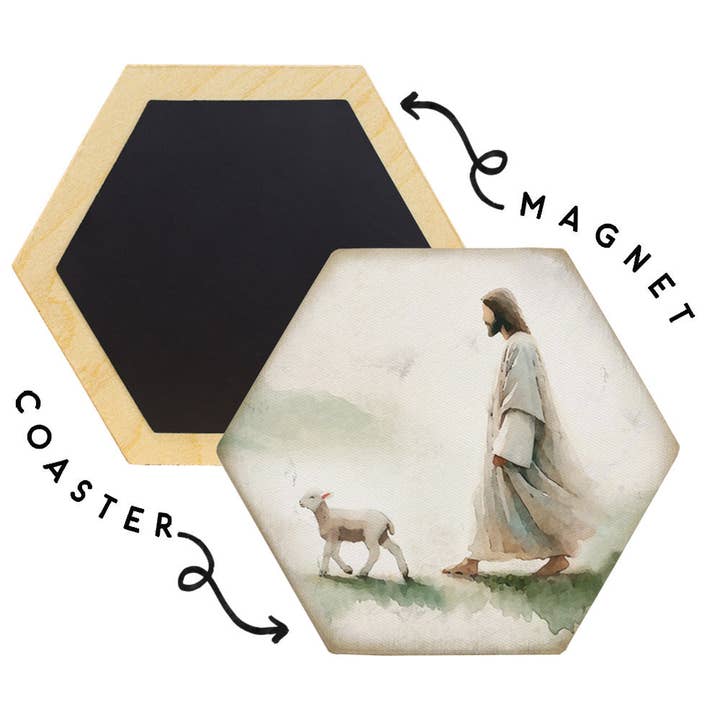 Sincere Surroundings - Wholesale Coasters - Jesus Walking Lamb - Honeycomb Coasters
