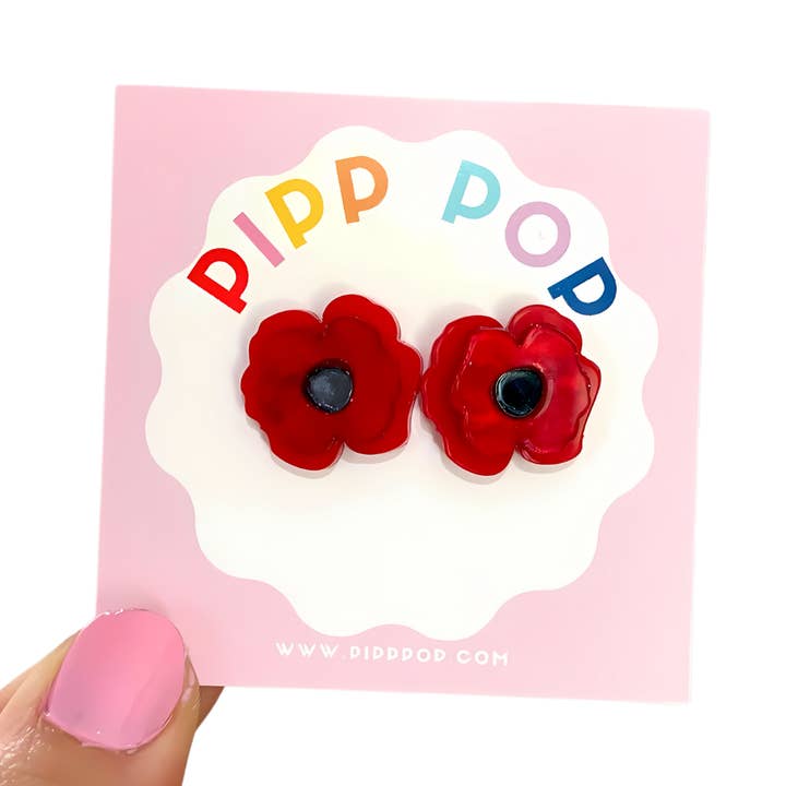 Pipp Pop – wholesale Stud/post earrings – Pip's Poppy Studs - 3 Colours Available
