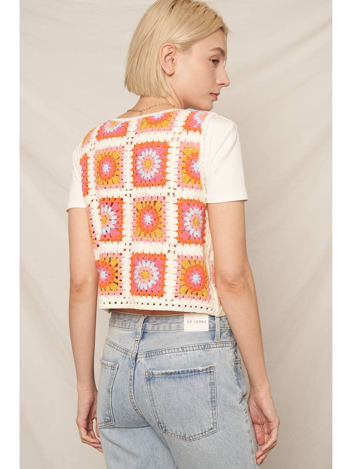 Multi Colored Multicolor Crochet Vest for wholesale on Faire