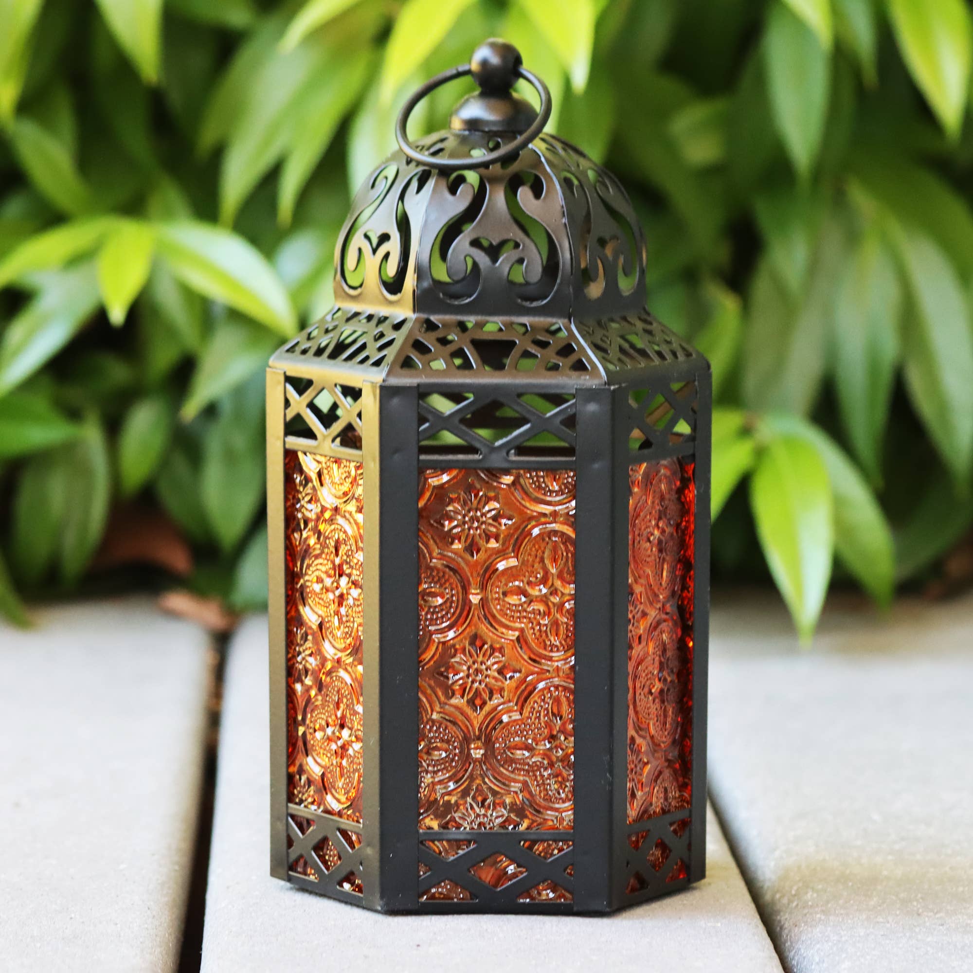 WholesaleMart - Wholesale Candle Holder - Amber Moroccan Candle Lantern Holder, Small0