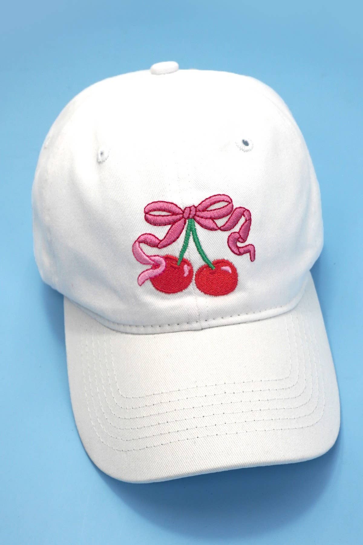 JOSSLYN by wall to wall - Wholesale Baseball Cap - Women's - EMBROIDERY BOW CHERRY BASEBALL CAP HAT | 40HW7284