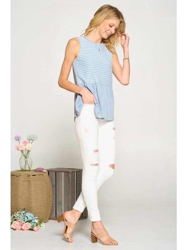 Doe and Rae - Wholesale Knit Top - Women's - Striped Torso Knit Top - 14254T