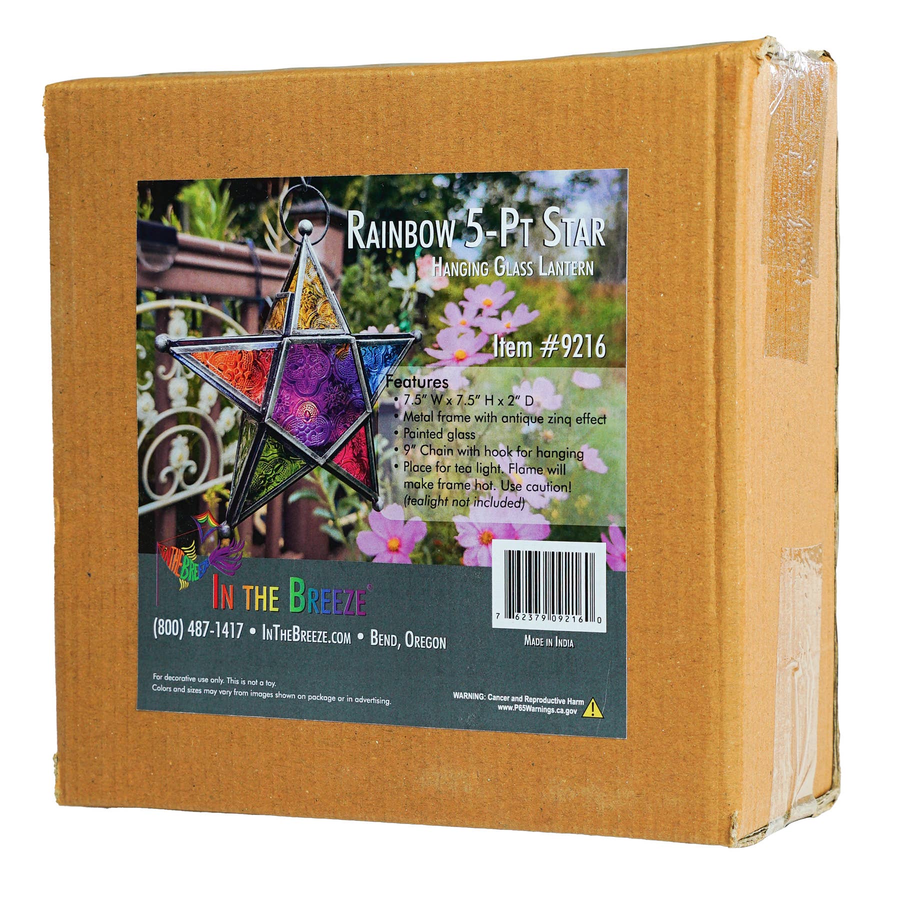 In the Breeze, LLC. - Wholesale Candle Holder - Rainbow 5-Point Star Hanging Tealight Lantern5