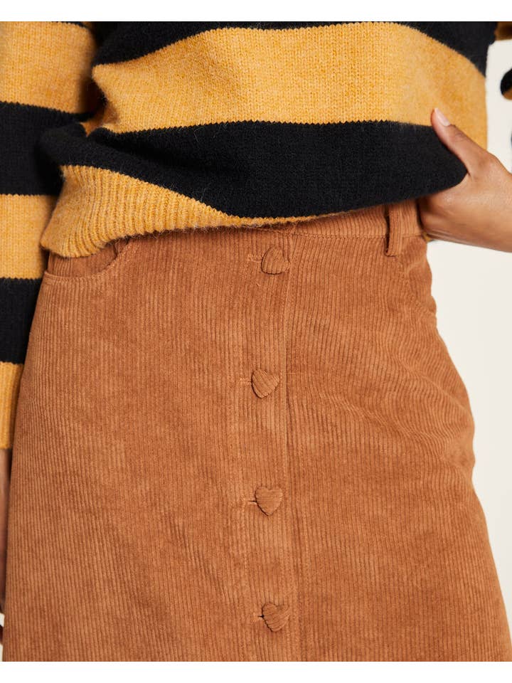 Pepaloves - Wholesale Skirt - Women's - FALDA DE PANA CON BOTONES CORAZON TOFFE1