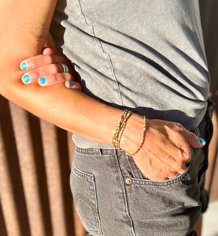 Lady Bird Market - Wholesale Beaded Bracelet - Greens Browns & Gold 5-Wrap Seed Bead Wrap Stack Bracelet3