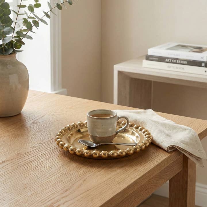 India Handicrafts Inc - Wholesale Decorative Plate/Dish/Bowl - Gilded Gold Beaded Plate3