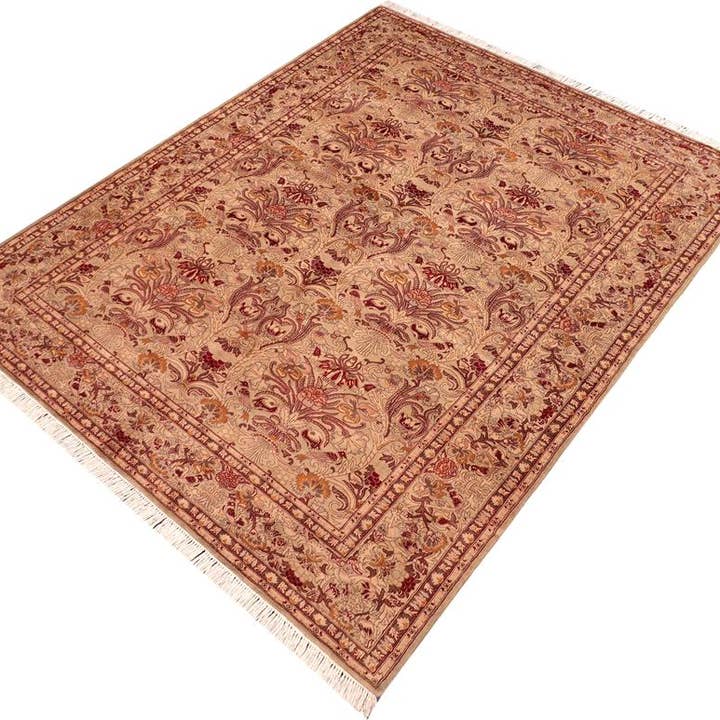 Pak Persian Evelin Taupe/Red Wool Rug - 6'1'' x 9'4'' for wholesale by Arshs Fine Rugs