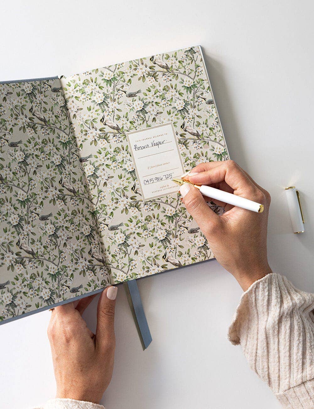 Bespoke Letterpress – wholesale Journal/diary – Linen Bound Journal - Luna Blue (Bullet Journal)1