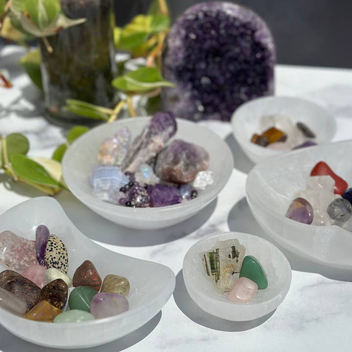 New Moon Beginnings - Wholesale Crystal Charging Plate - Selenite Bowls (10 Options!) Selenite Crystal Charging Bowls9