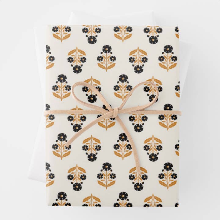 Black Carnations Wrapping Paper for wholesale by Flounce & Flourish