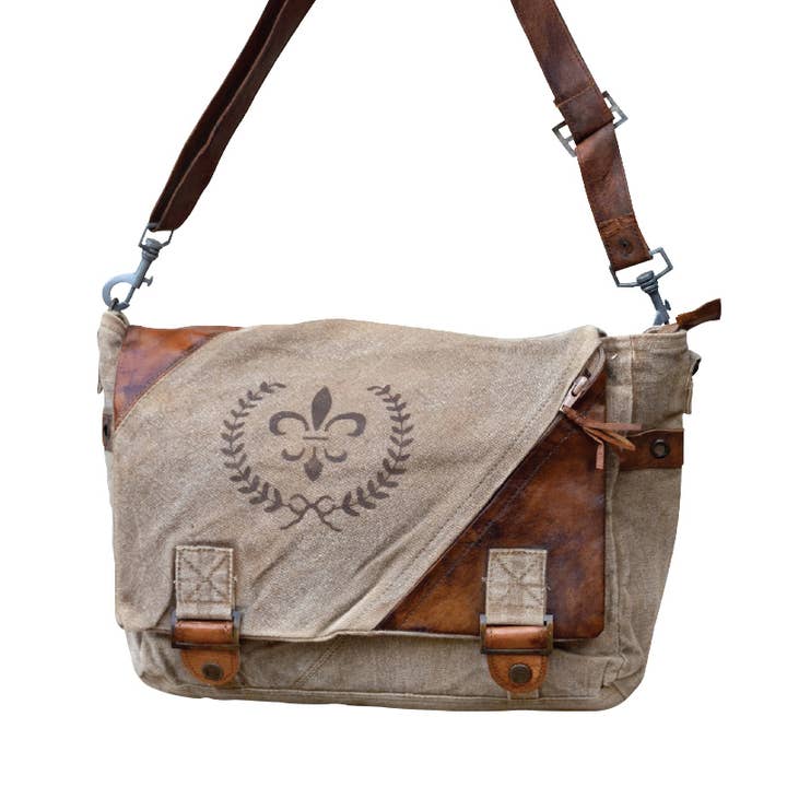 Clea Ray Canvas Bags & Clothing - Wholesale Messenger Bag - Women's - Fleur De Lis Messenger Bag