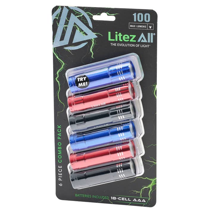 LitezAll - Wholesale Flashlight - LitezAll Aluminum Pocket Flashlight 6 Pack
