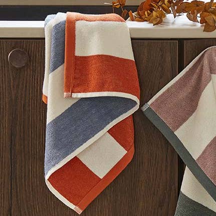 Coucke - Wholesale Tea Towel - Rivage Orange/Bleu - Two-tone terry square 50x50 in cotton0