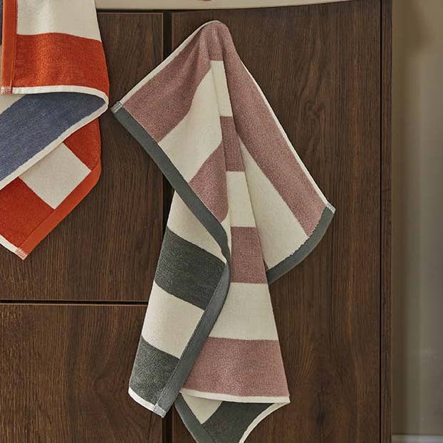 Coucke - Wholesale Tea Towel - Rivage Kaki/Rose - Two-tone terry square 50x50 in cotton0