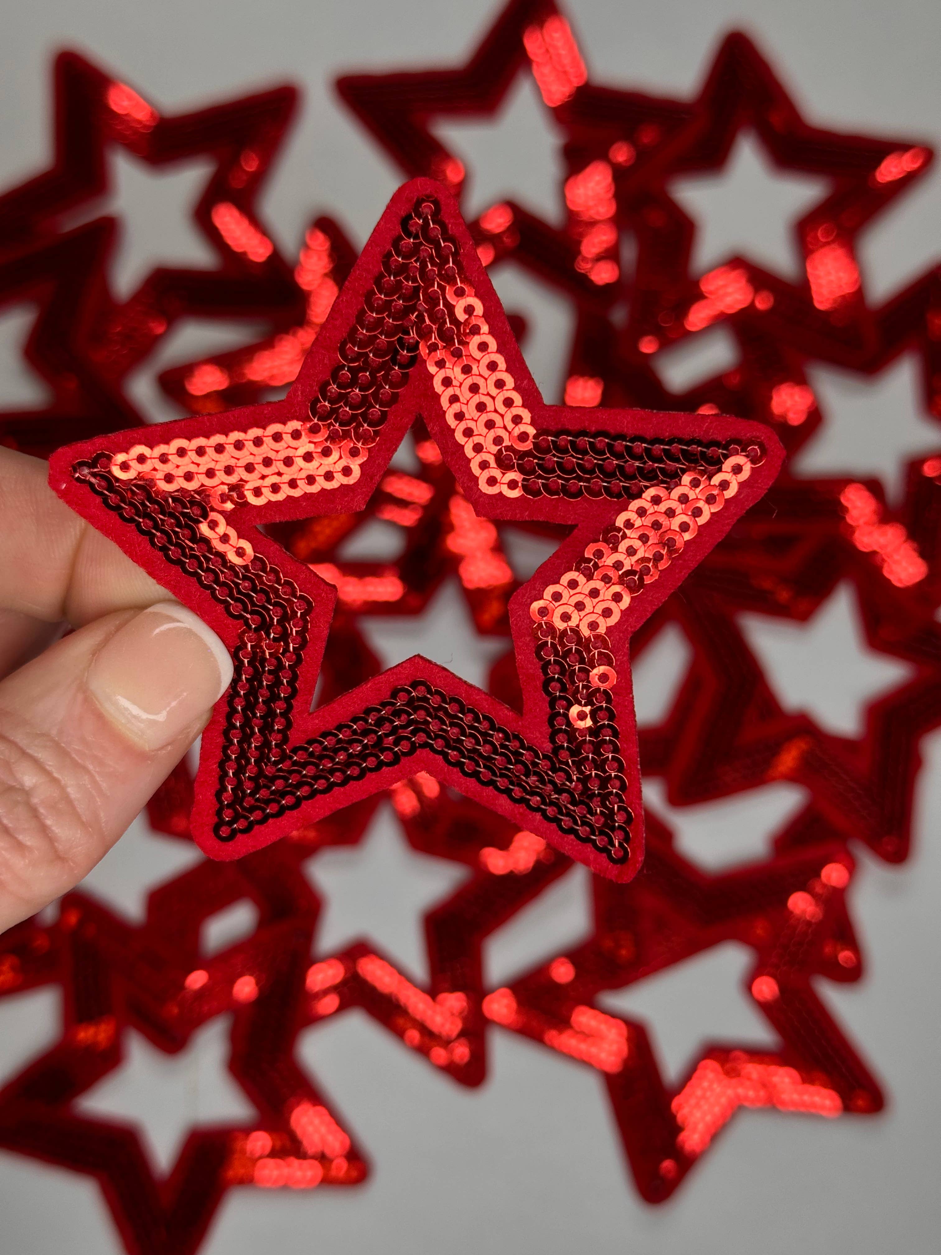 Aloe and Milk Boutique - Wholesale Patch - Sequin Star Outline, sequin, star patch, cheer, game day7