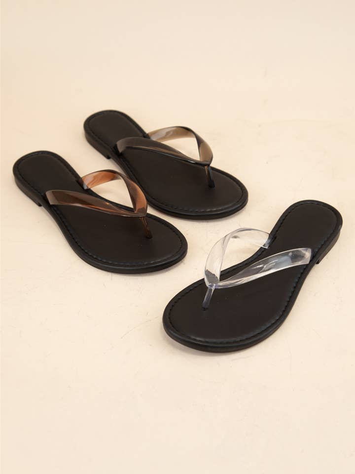 KEYS TRANASLUCENT PVC THONG STRAP FLIP FLOP SANDALS for wholesale by CCOCCI