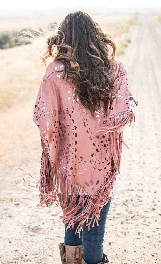 Hipster Row - Wholesale Poncho - Women's - Suede Fringe Poncho9