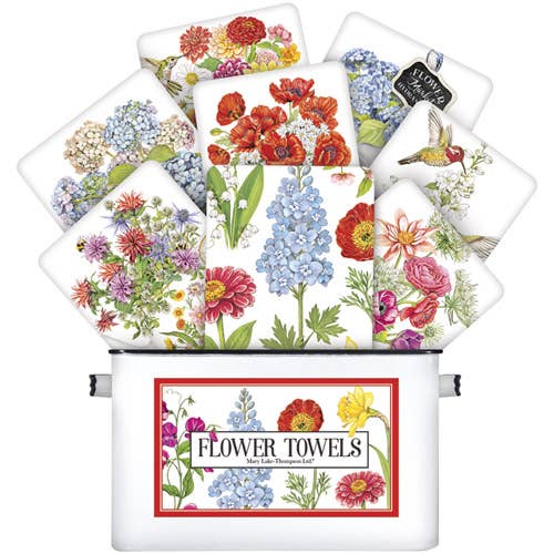 Cottage Flowers Towel Unit -16- Tin for wholesale by Mary Lake-Thompson Ltd.