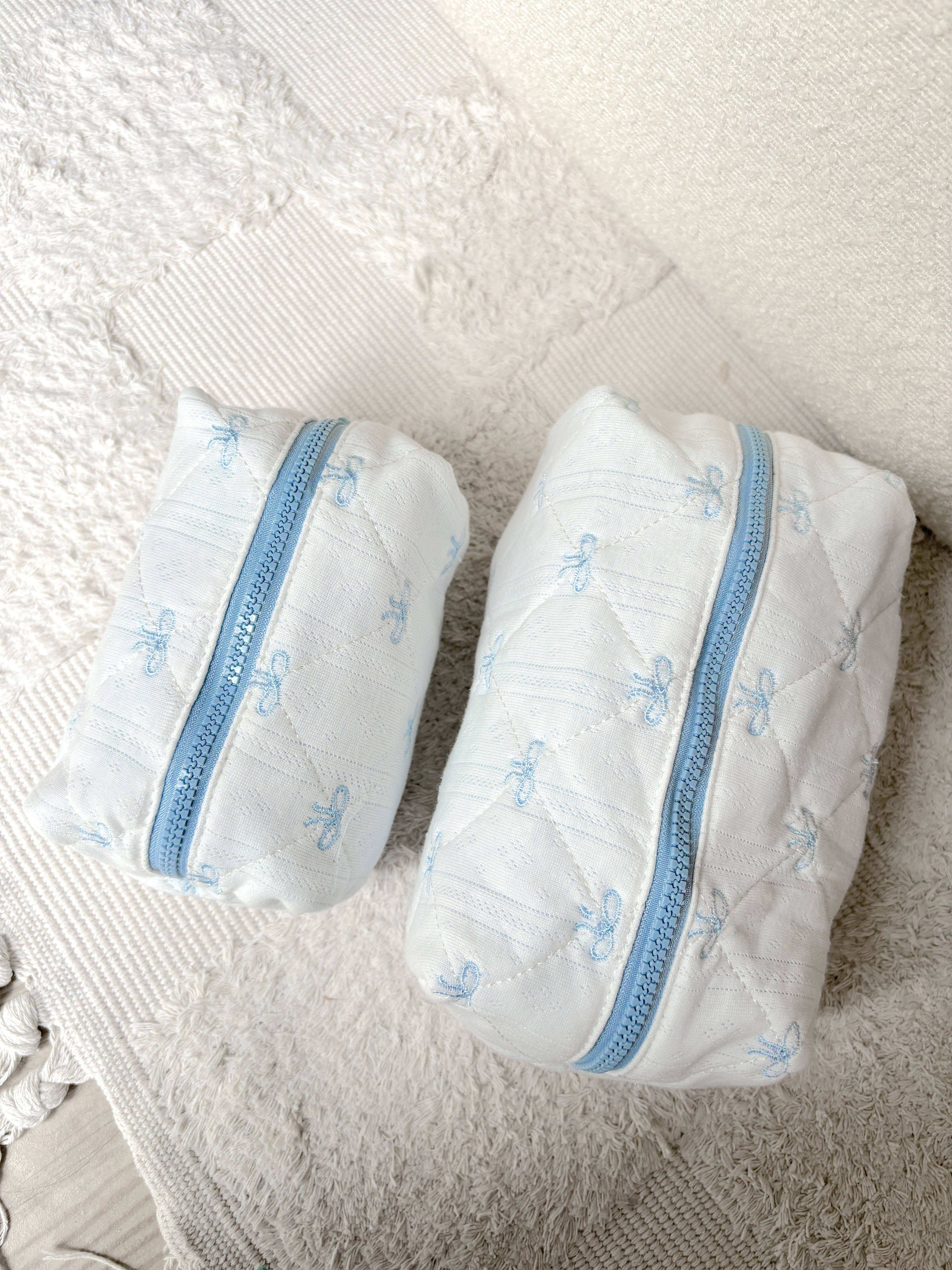 Colorful Natalie - Wholesale Makeup/Cosmetic Bag - Blue Bows Small Embroidered Makeup Bag2