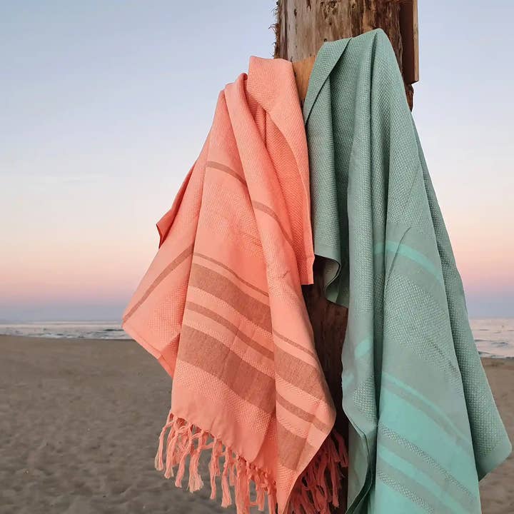 Karawan Authentic - Wholesale Beach Towel - GOTS ORGANIC COTTON HAMMAM TOWEL - GARDEN - CORAL color2