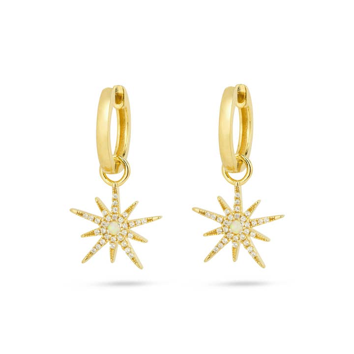 North Star Huggie Hoops for wholesale by Gold Trip