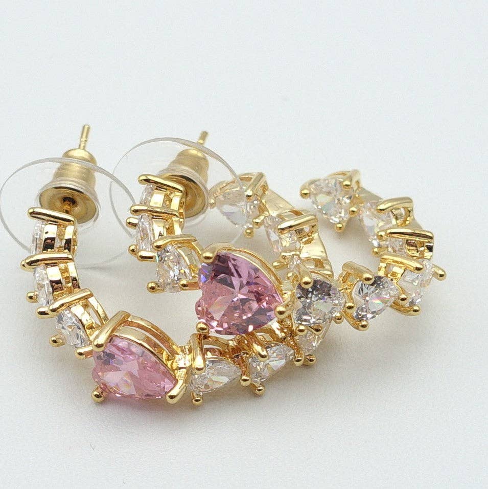 Daemon srls – wholesale Hoop-örhängen – CHERIE - STORT hjärta - orecchini en cerchio con cubic zirconia a forma di cuore5