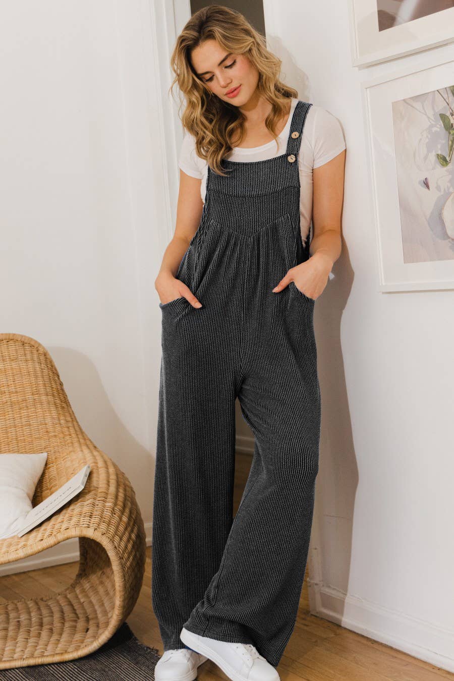 Oddi - Wholesale Overalls - Women's - Knit Button Sling Wide-Leg overall Jumpsuit9