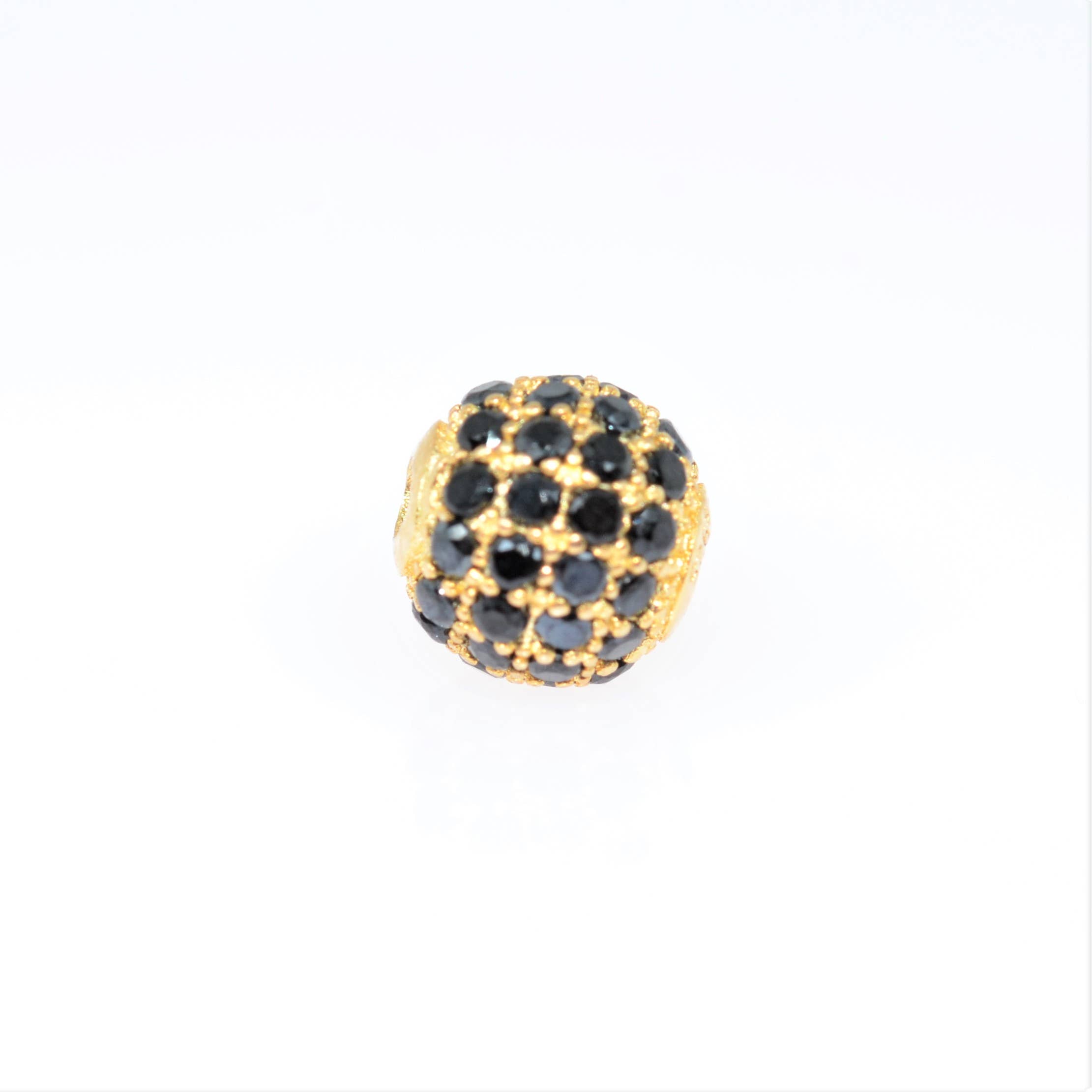 Art Of Pearls - Wholesale Individual Charm/Pendant - 6mm Ag925 gold ball spacer and black C.Z.