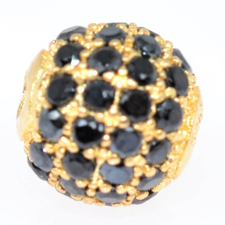 Art Of Pearls - Wholesale Individual Charm/Pendant - 6mm Ag925 gold ball spacer and black C.Z.0