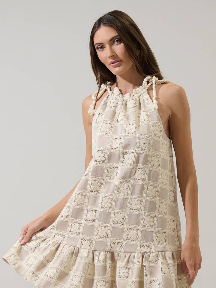 Norah Crochet Rumba Halter Mini Dress for wholesale by Sugarlips
