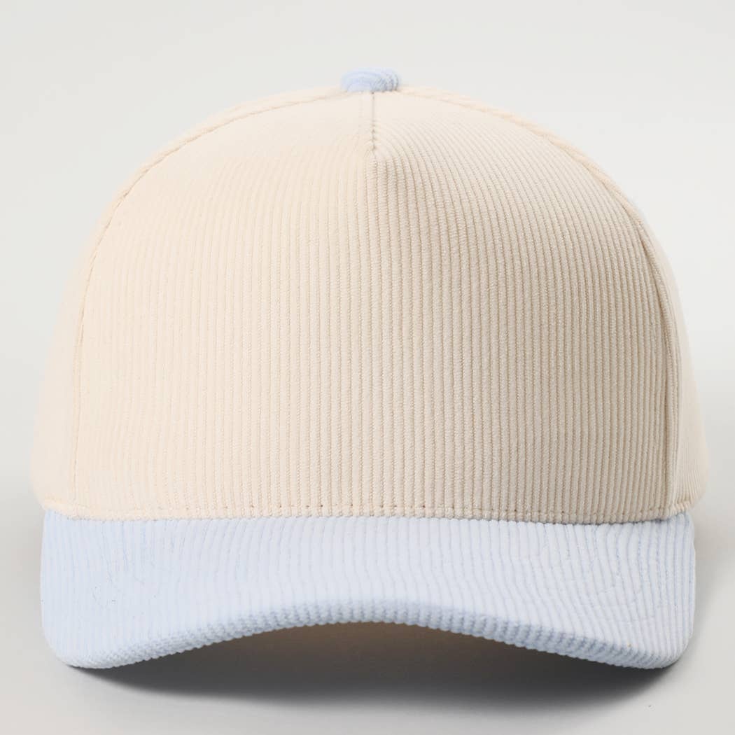 Fashion City - Wholesale Baseball Cap - Unisex - Plain Two Tone Corduroy 5 Panel Trucker Hat52