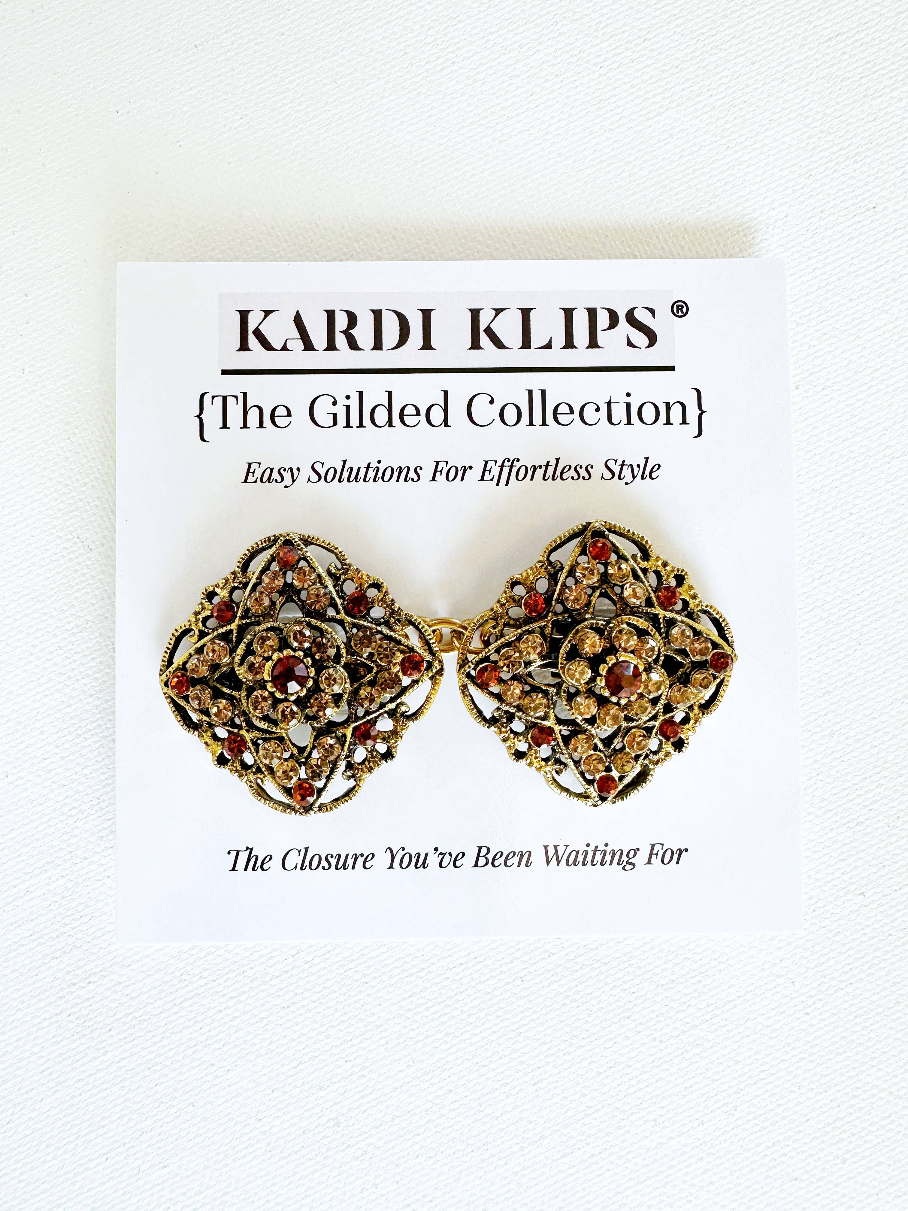 KardiKlips - Vente Broches - Clip de serrage marron et or, fermoir de pull doré KardiKlip4